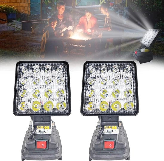 Lampada LED multifunzionale per uso esterno per batterie 18V - 2 pezzi - 27W - portatile - per uso di lavoro - per batterie lithium-ion 18V