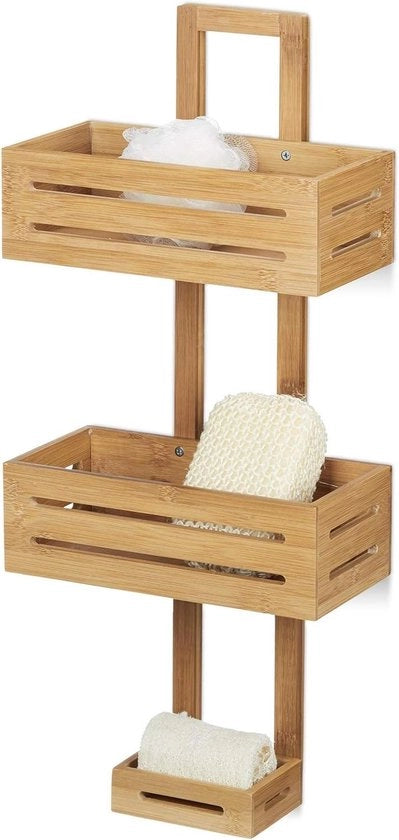 Doucherek in bambù con 3 contenitori per la doccia - Dimensioni: ca. 65 x 28 x 15 cm