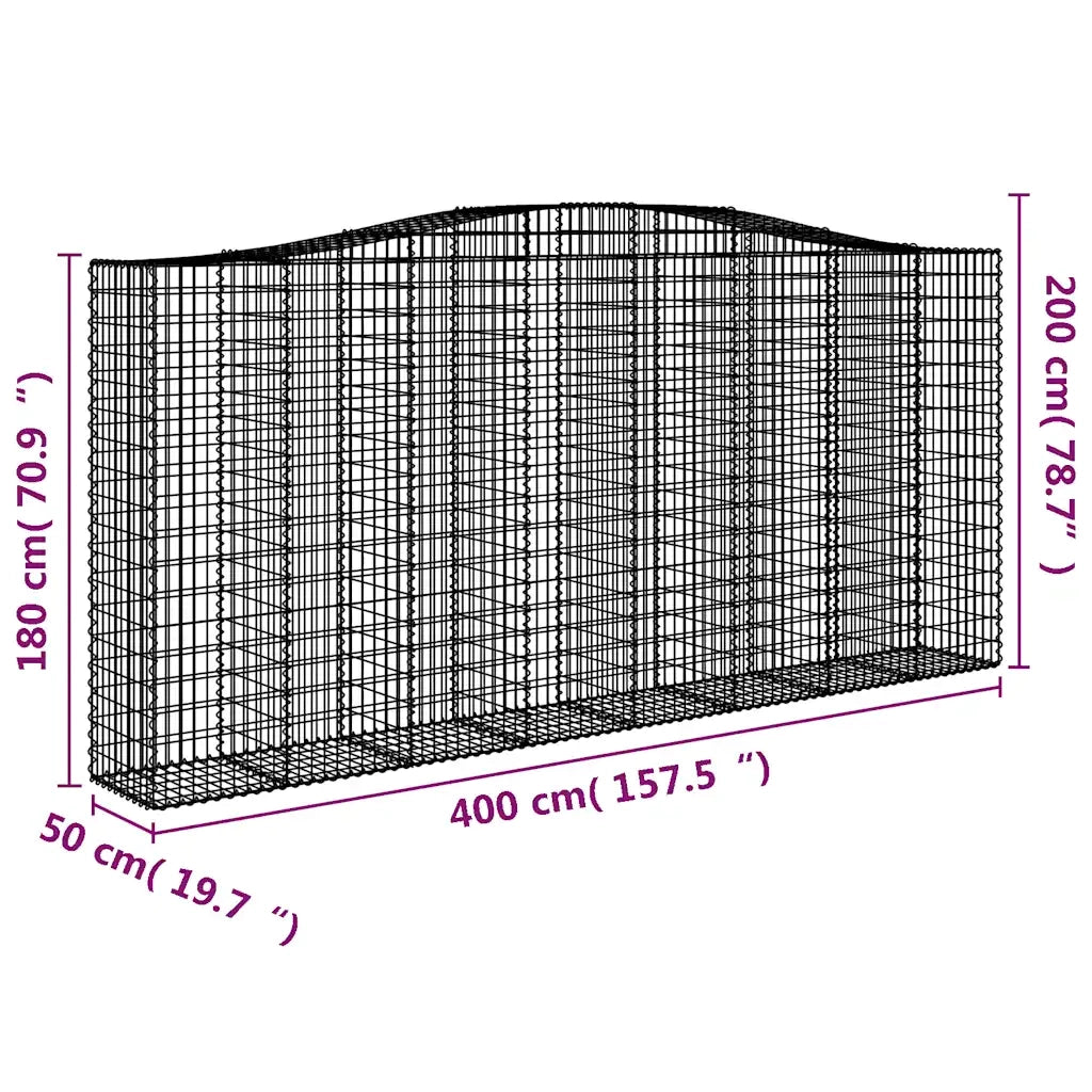 Cesto Gabbione ad Arco 400x50x180/200 cm Ferro Zincato cod mxl 50193