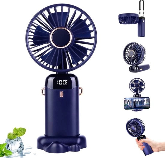 Ventilatore portatile a mano - 5000 mAh - Miniventilatore - Ventilatore USB - 5 velocità - Flusso d'aria potente