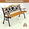 Panchina da Giardino in Metallo e Legno, Panca da Esterno con Braccioli Curvi e Schienale Attraente, Panca Ergonomica per 3 Persone da Balcone, Cortile e Patio, Portata 213 kg (Rosa grande)