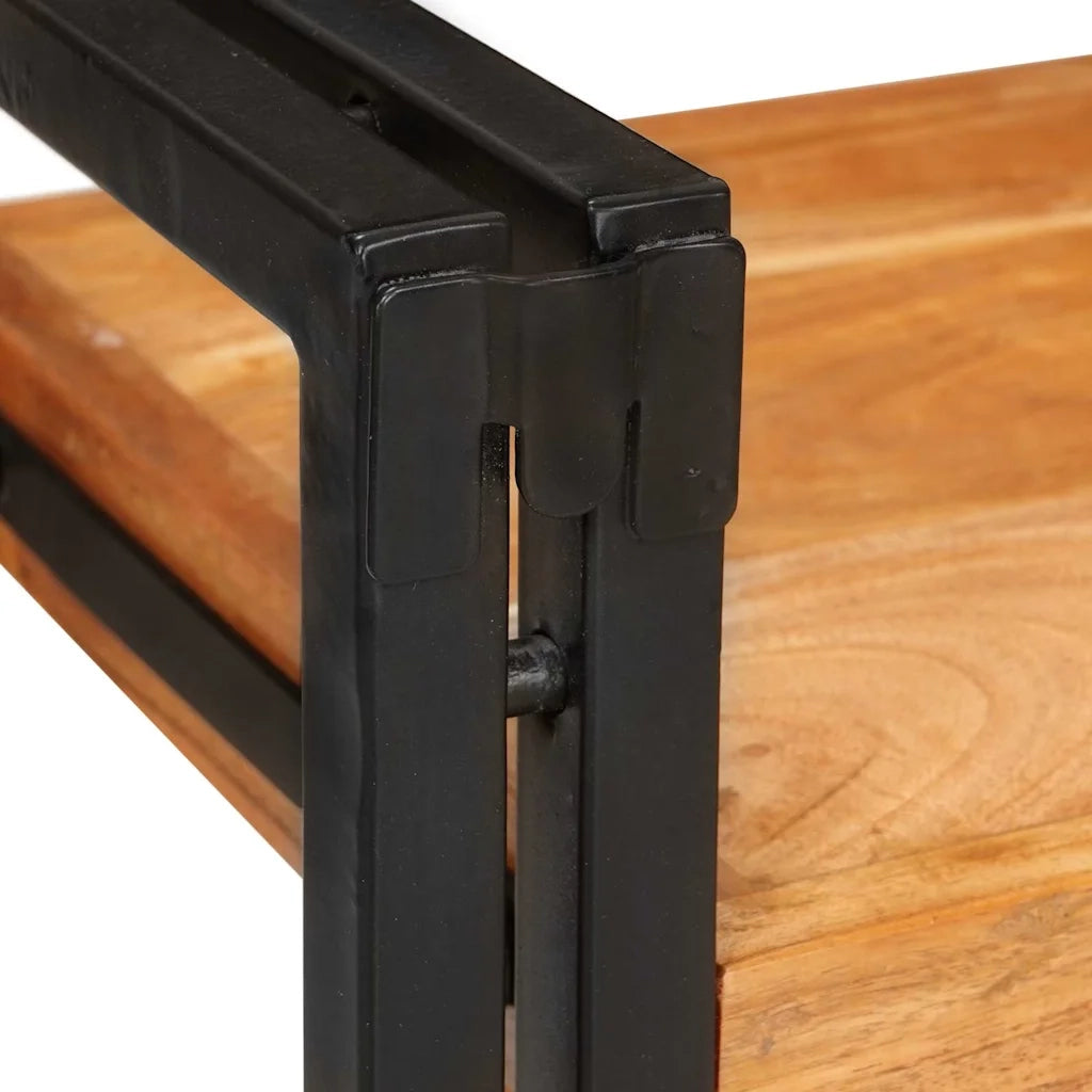 Comodino 2 pcs Marrone e Nero Legno Massello di Acacia 4016735