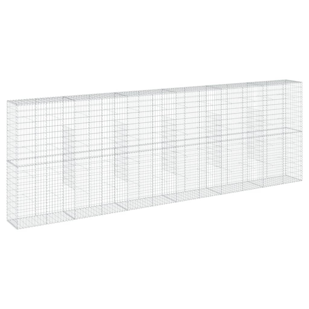 Gabbione recinto a gabbia muro di contenimento con coperchio 600 x 50 x 200 cm ferro zincato argento 02_0040185
