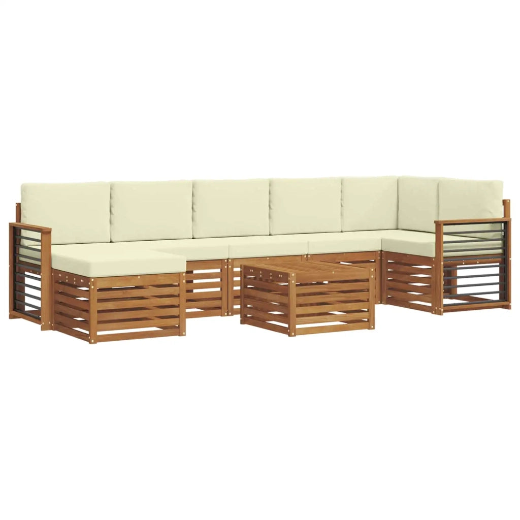 Set divano sezionale con cuscino 8 pcs Naturale e Crema 3375220