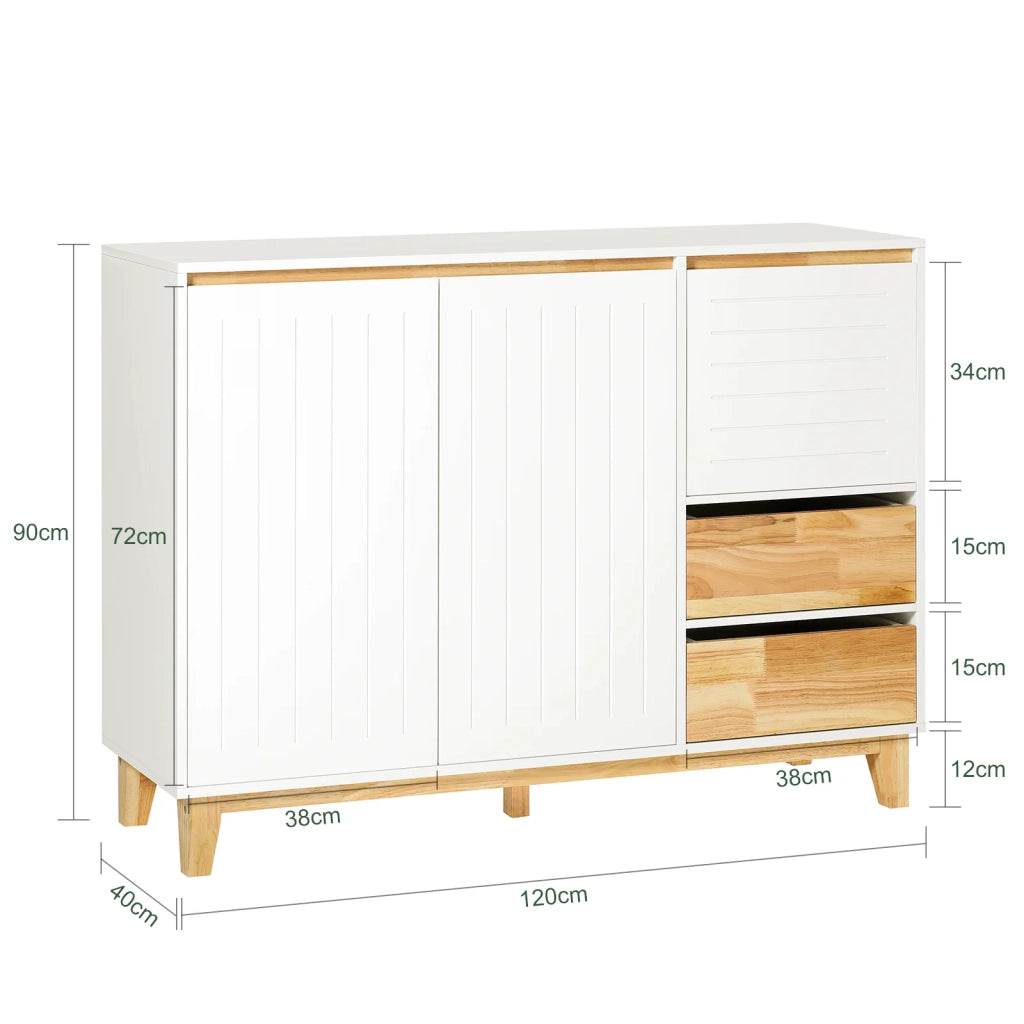Credenza Mobile da cucina Armadio cucina Mobile da ingresso Buffet Mobile laterale credenza bassa Mobile TV 120x40x90m FSB75-WN SoBuy