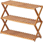scarpiera Scarpiera per la casa Shoe Rack Scarpiera Pieghevole Scarpiera Multifunzionale Scatola per Scarpe in bambù Naturale Antipolvere (Dimensioni : 3Tier)