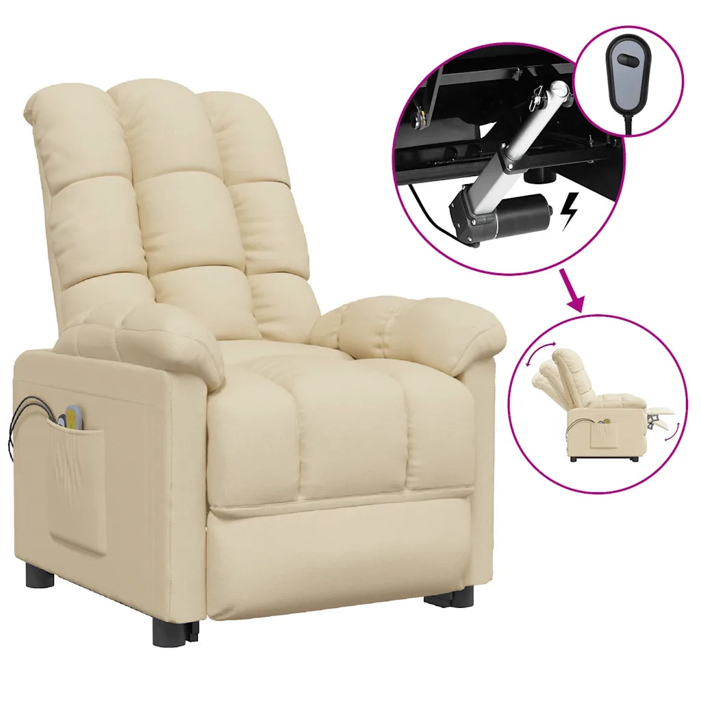 Poltrona Elettrica Massaggiante Crema in Tessuto cod mxl 32332