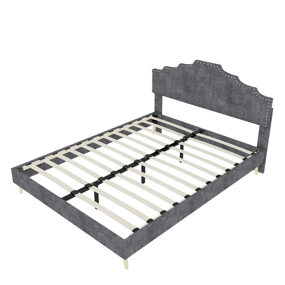 Letto Contenitore Imbottito ¨C MINIMAL ¨C Grigio, 140x200, con materasso
