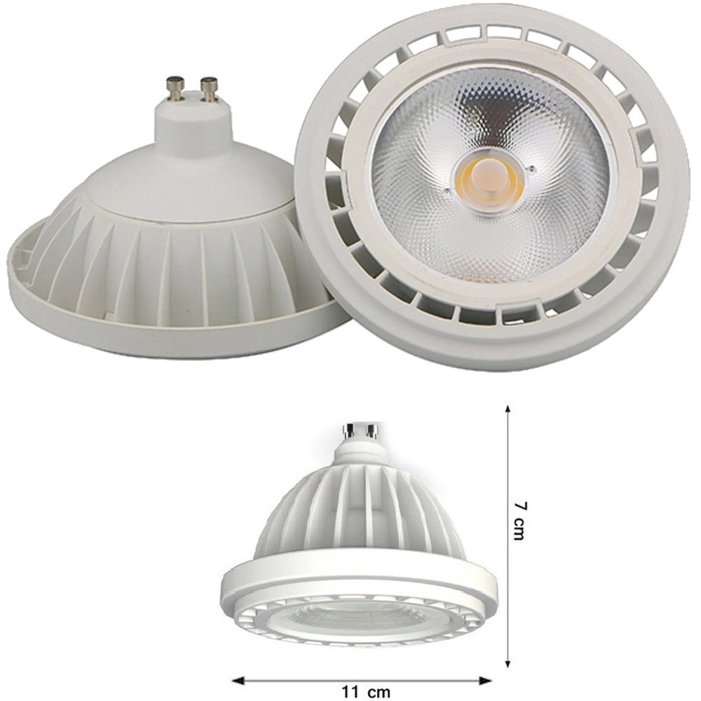 Trade Shop - Faretto Lampada A Led Cob Gu10 20w Ar111 1800lumen Luce Calda Fredda Colore - -bianco Naturale      -