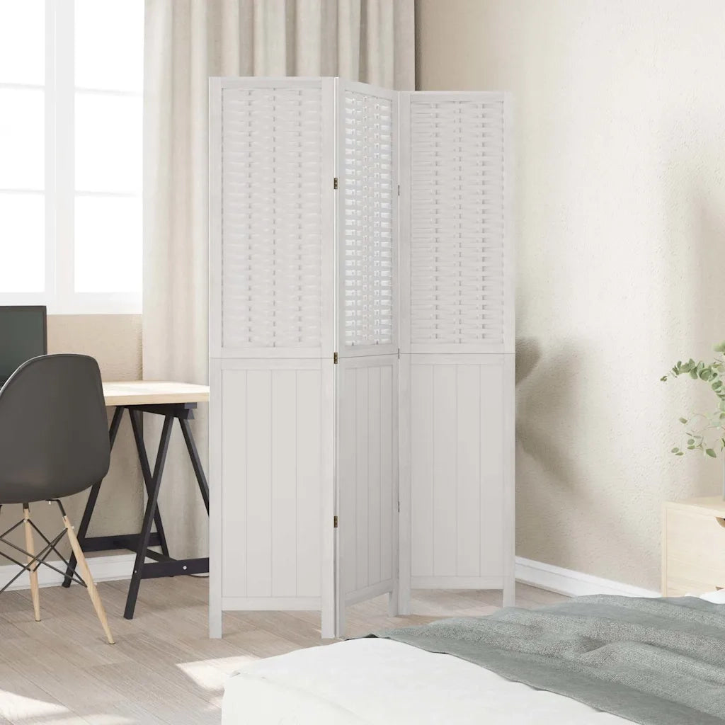 Divisorio Ambienti | Divider per stanze | Paravento 3Pannelli Bianco Legno Massello di Paulownia