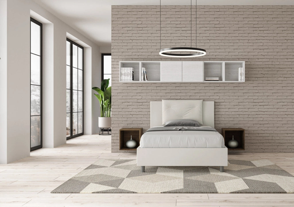 Letto 1 Piazza e Mezzo 120x210 cm con Rete Appia Bianco
