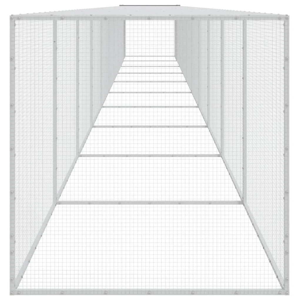 Pollaio/recinto/gabbia per polli con tetto trasparente 1003 x 98 x 90 cm acciaio zincato grigio 02_0043980