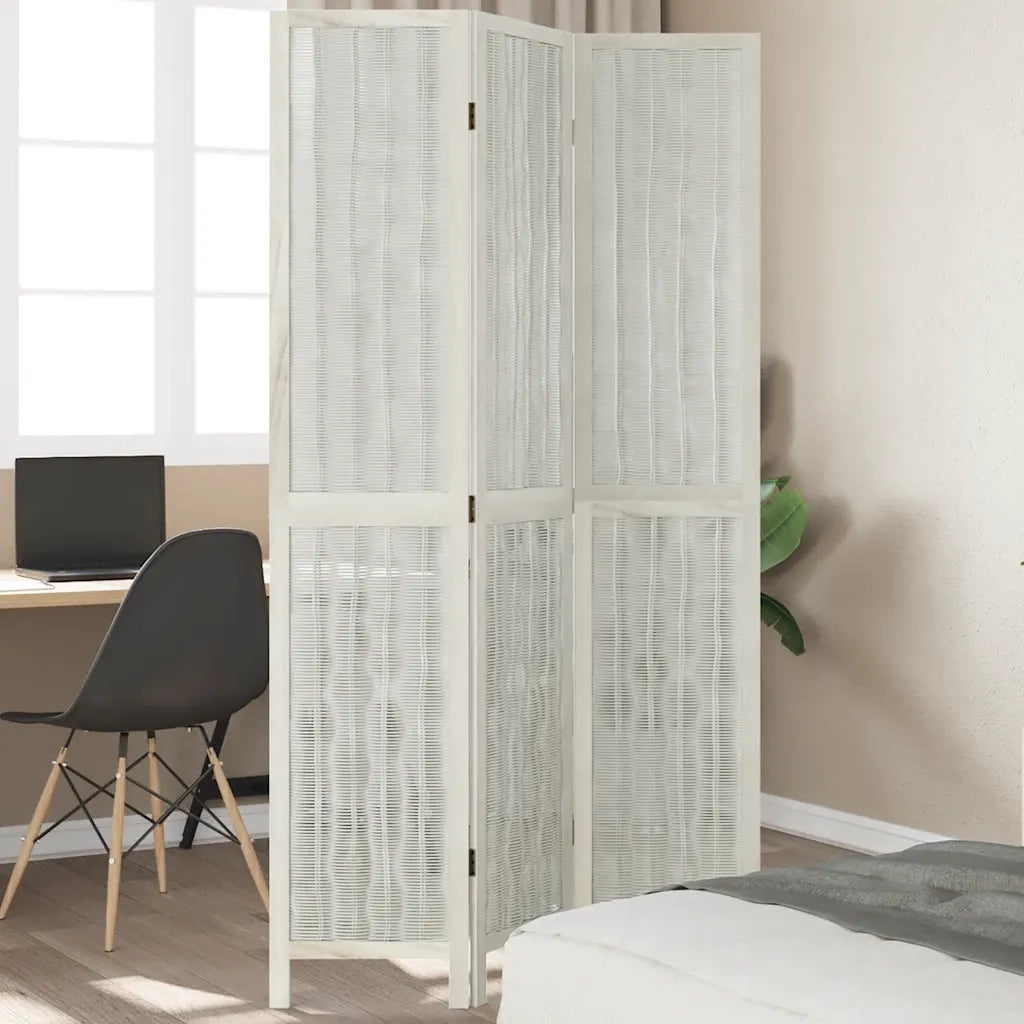 Divisorio Ambienti | Divider per stanze | Paravento 3Pannelli Bianco Legno Massello di Paulownia