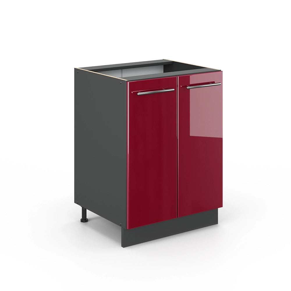 Vicco Mobiletto base cucina Rosso bordeaux lucido 60 cm senza piano di lavoro