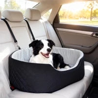 Seggiolino Auto per Cani Piccoli e Medi fino a 15 kg, Sfoderabile e Lavabile, con Base Antiscivolo, Nero