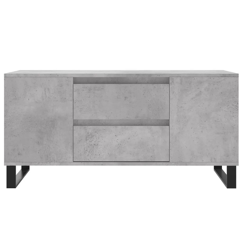 Tavolino Salotto-Tavolino da soggiorno-Tavolo Grigio Cemento 102x44,5x50cm Legno Multistrato 575936