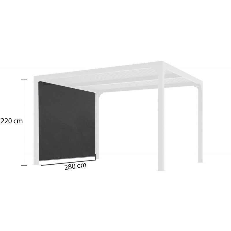 Tenda laterale grigia per pergola bioclimatica lato 3 metri – PVC intrecciato con guide – regolabile – PERBIR30 Foresta