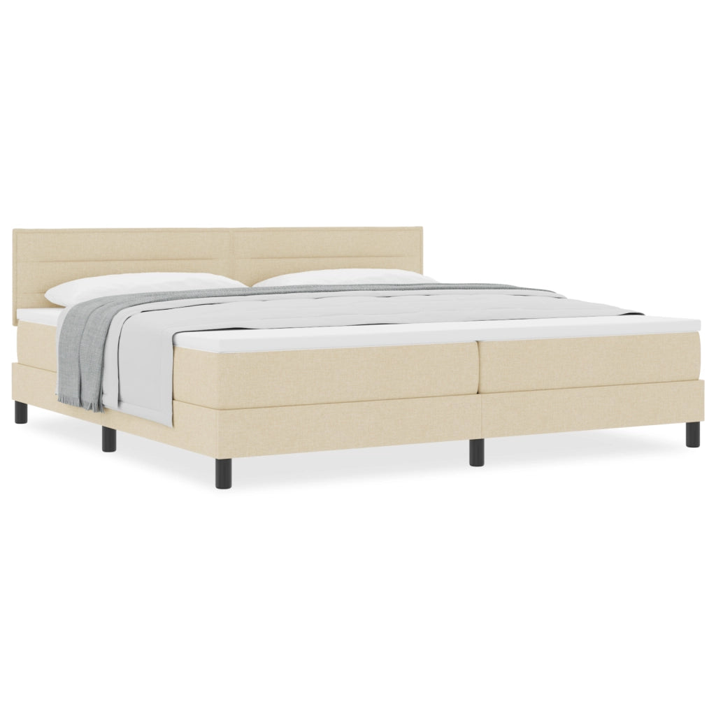Letto Box Spring con Materasso Crema 200x200 cm Tessuto