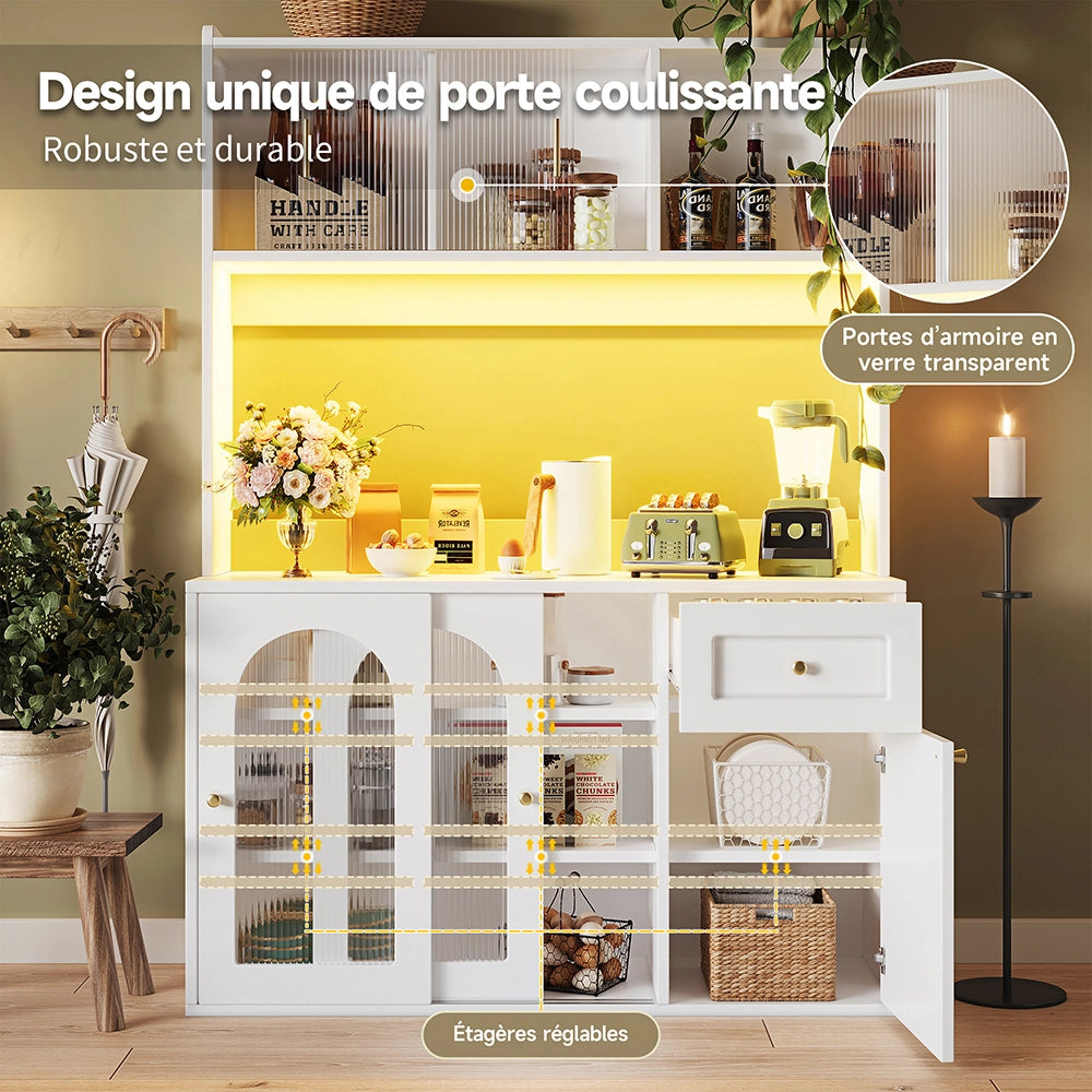 Vetrina cucina - Xylo - LED scaffali regolabili bianco