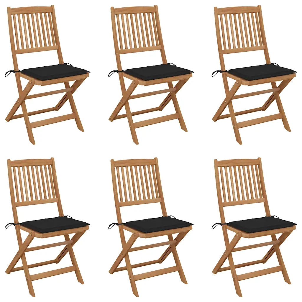 Sedie da Giardino Pieghevoli 6 pz con Cuscini Massello Acacia cod mxl 67257