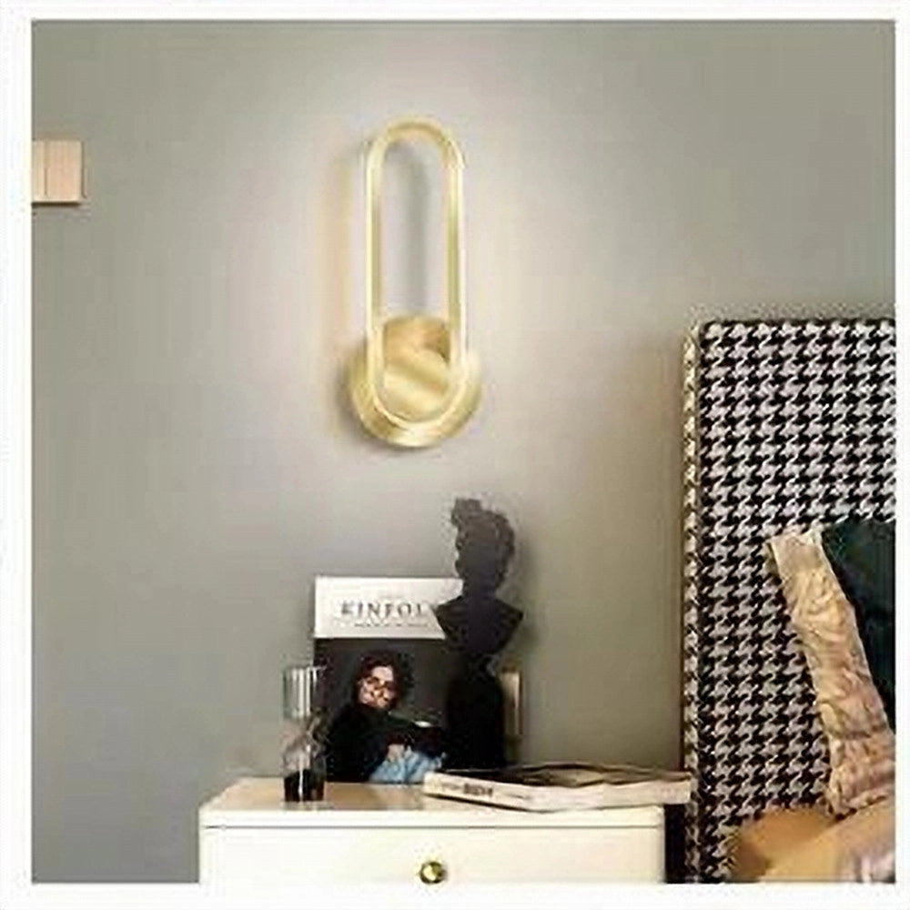 Trade Shop - Applique Da Parete Led 13 Watt Ovale Verticale Orientabile Oro Luce Fredda 50353 -