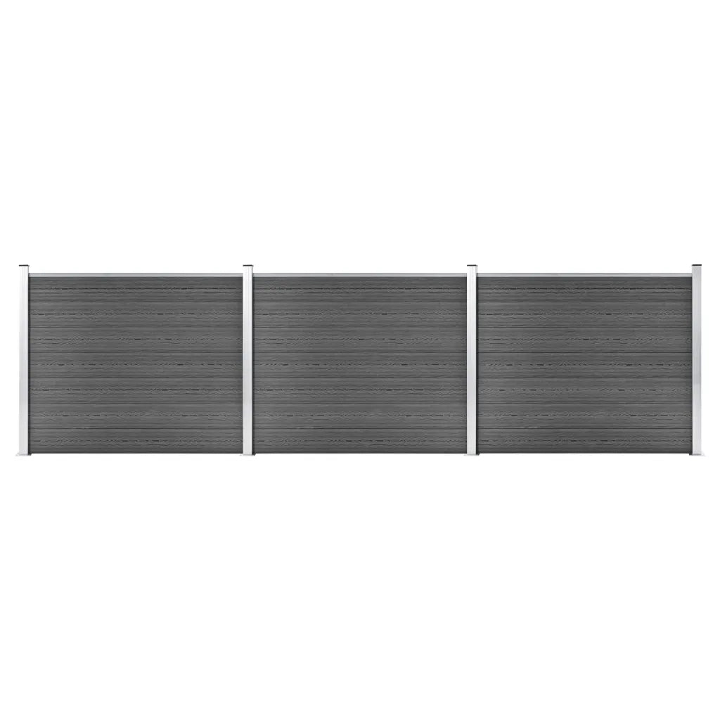Set Pannelli di Recinzione in WPC 526x146 cm Nero