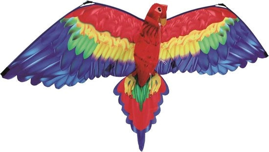 Volo 3D Pappagallo Cora unico filo volo di alta qualità poliestere per bambini 6 anni circa 144 x 80 cm grande con corda manico