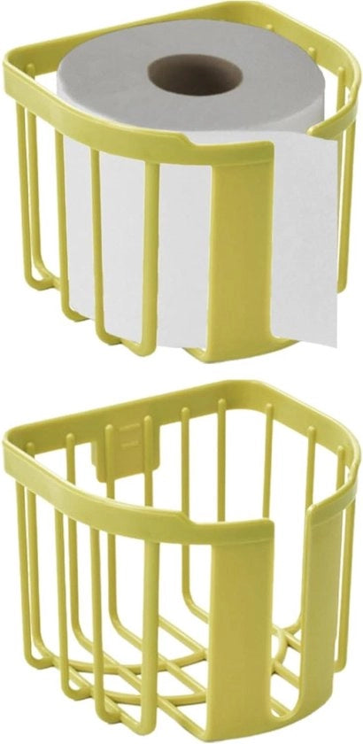 Set di supporto per carta igienica per fissaggio alla parete in giallo - Organizzazione della stanza da bagno