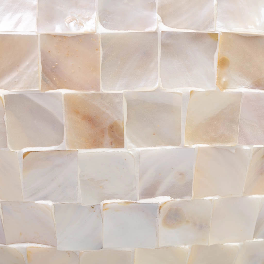 Fioriera in legno e madreperla beige 62x29x33h cm