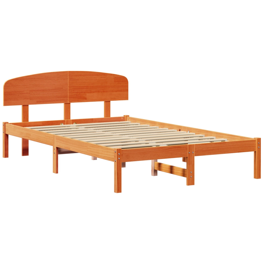 Struttura Letto con Testiera Marrone Cerato 120x200 cm Legno Massello di Pino