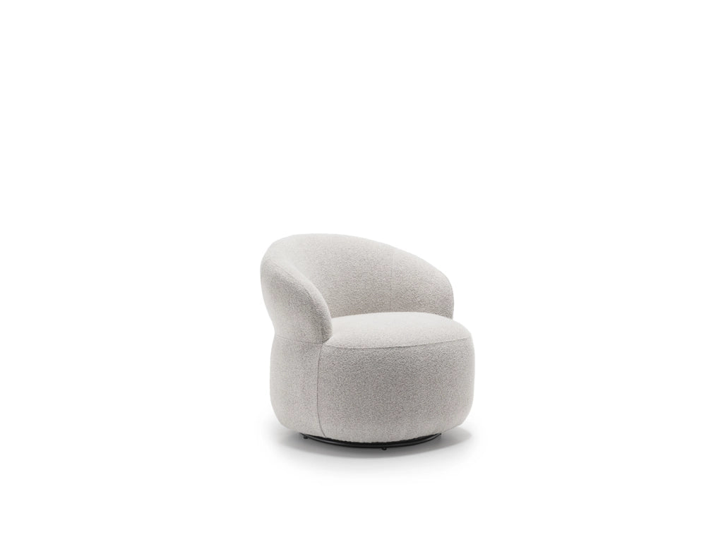 Poltrona Julep Girevole in tessuto bouclé color Grigio Chiaro e struttura in metallo nero - Stones