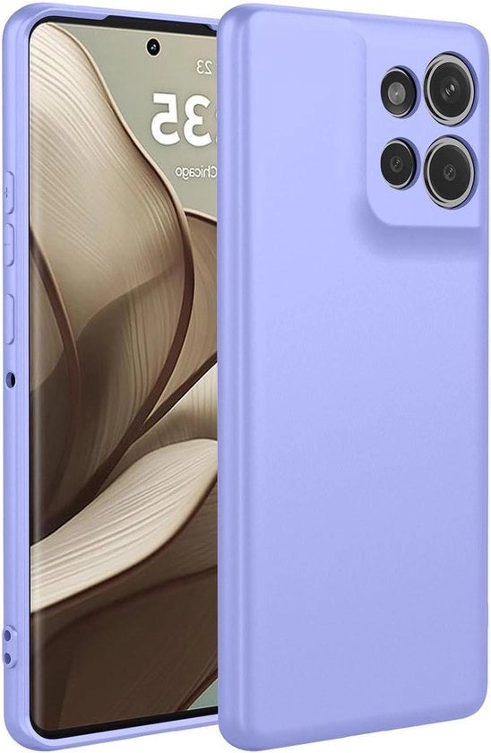 Hoesje siliconen per ultrasuon per Motorola Edge 50 Neo, schokbestendig e higienico, blu con rivestimento microfibra.