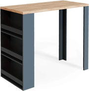 Tavolo bar alto, Rovere, 57 x 117 cm, con ripiani aperti per riporre utensili da cucina