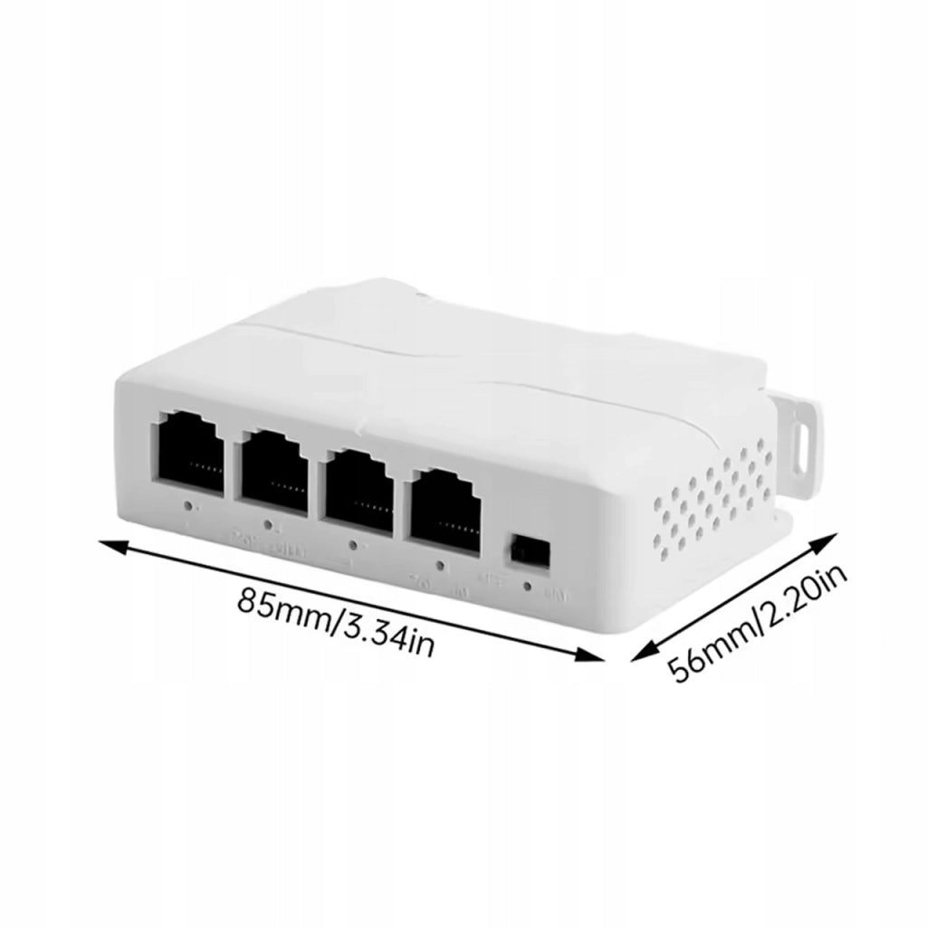 Ripetitore Extender POE DIN TH35 – 1x IN 3x OUT Gigabit | 25W 8W/Porta | 100m Auto MDI/MDIX | LED SCP/OLP
