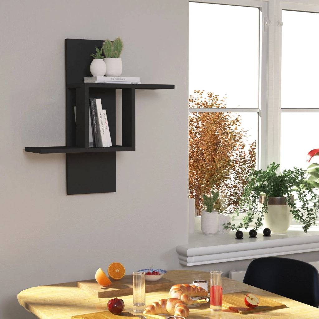 Mensola da parete in legno "Mill" 64 x 20 x 70 cm - Antracite