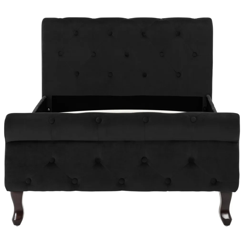 Letto singolo | Letto per adulti | Giroletto Nero in Velluto 90x200 cm