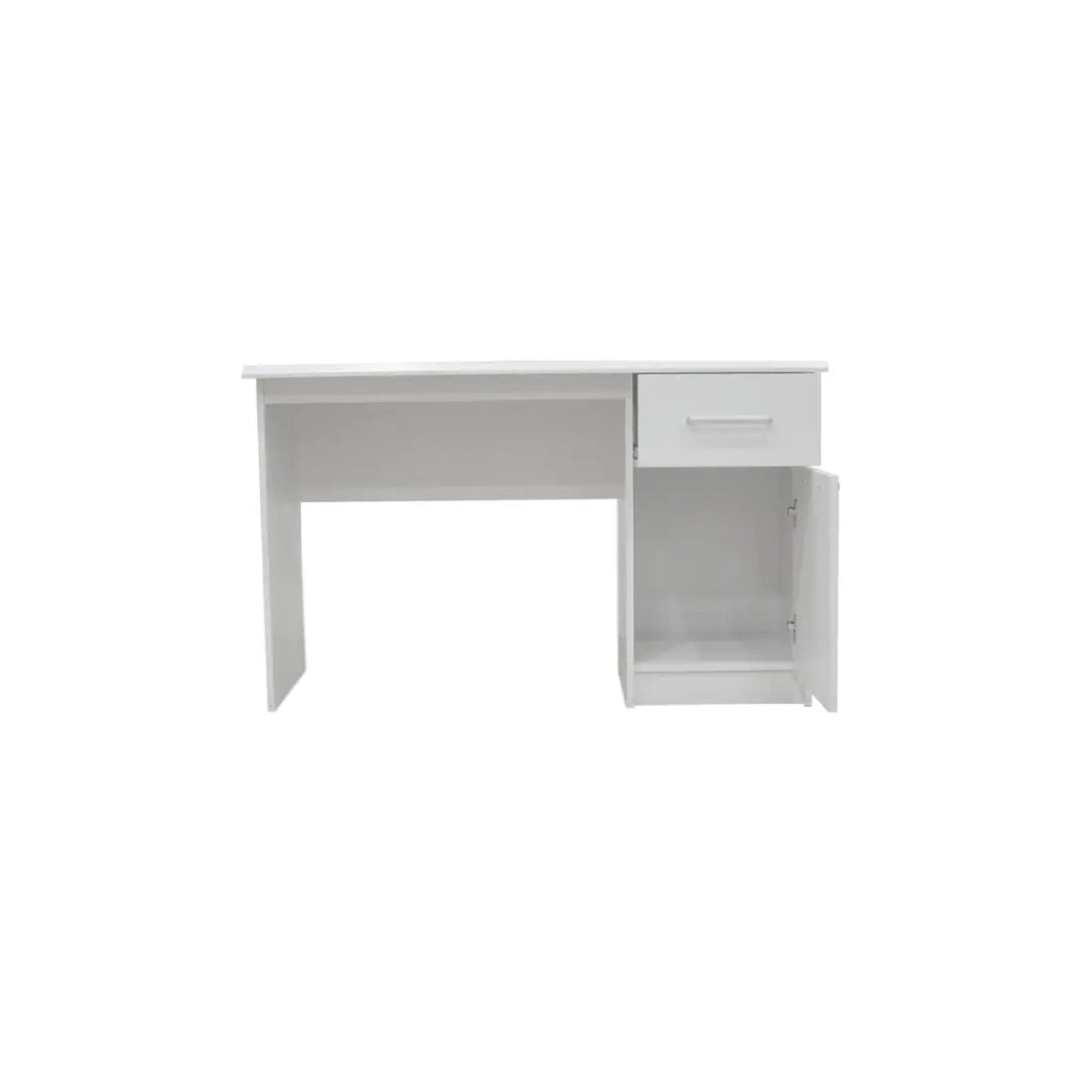 Scrivania retta della collezione PRAGA con un cassetto e una porta di colore bianco