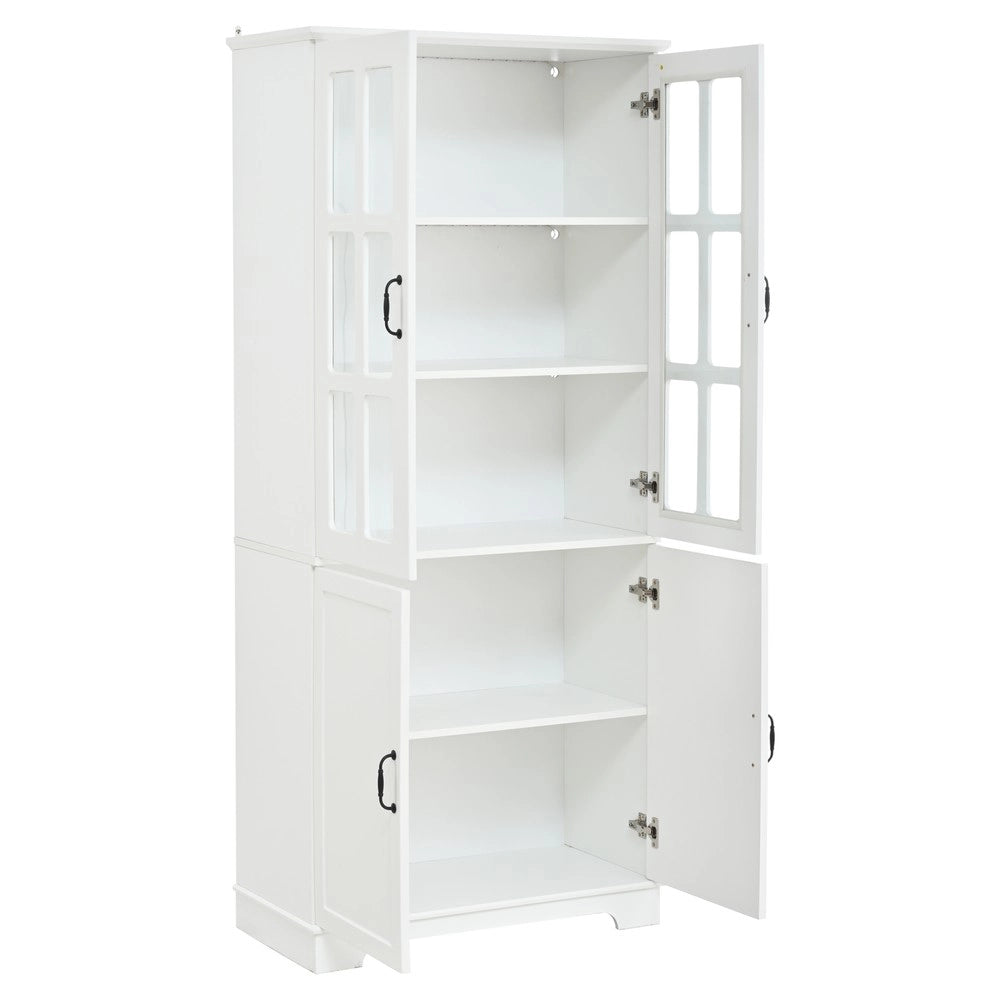 Armadio alto con vetri - Zephmum- 80x38x180cm, 2 ante in vetro, 5 ripiani, stile rustico