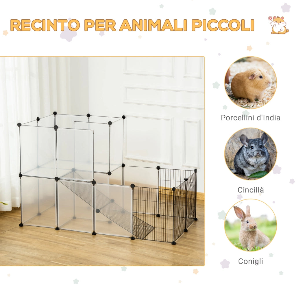 EasyComfort Recinto Modulare per Conigli e Animali di Piccole Dimensioni, 27 Pannelli Acciaio e Resina