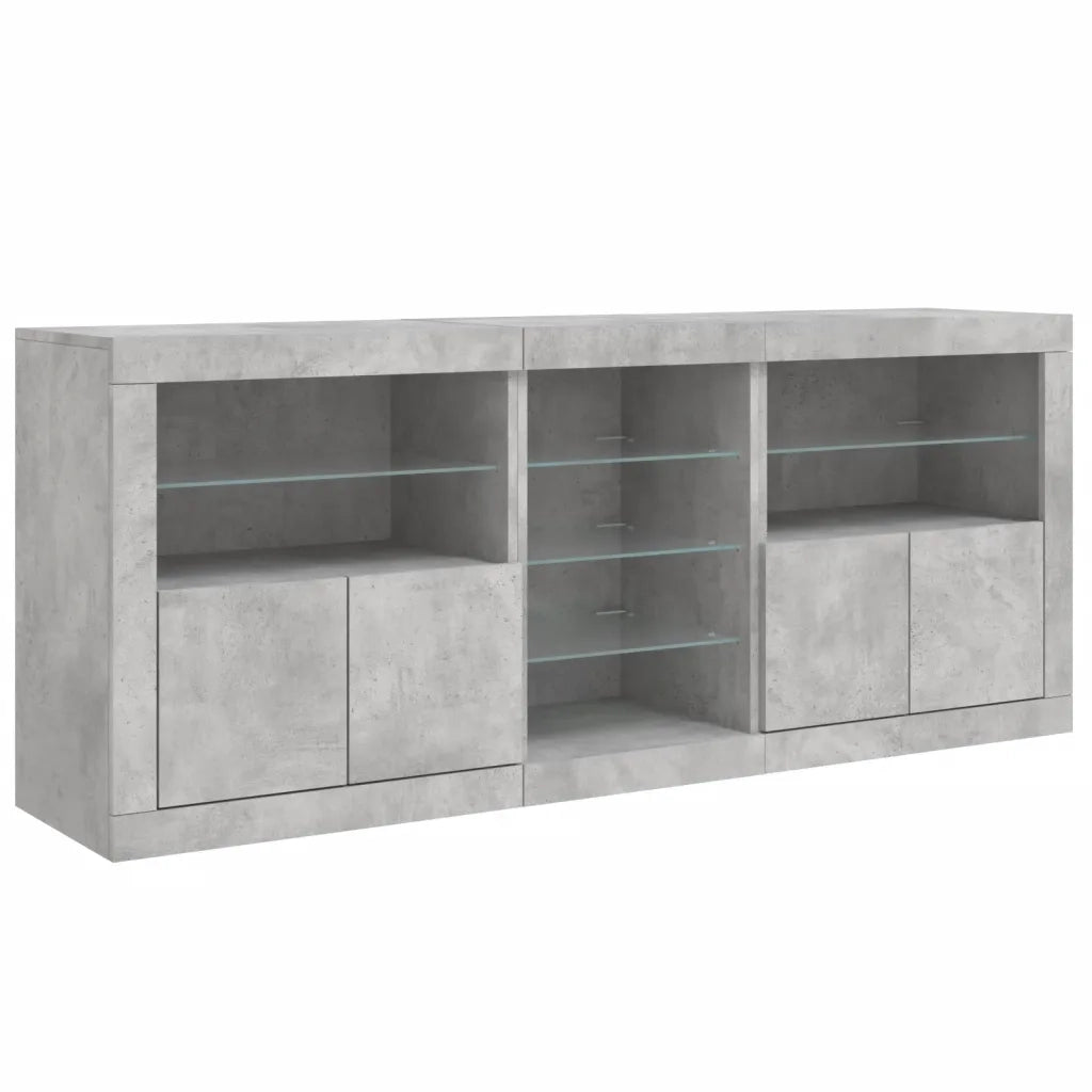 Credenza con Luci LED Grigio Cemento 181,5x37x67 cm 3209040