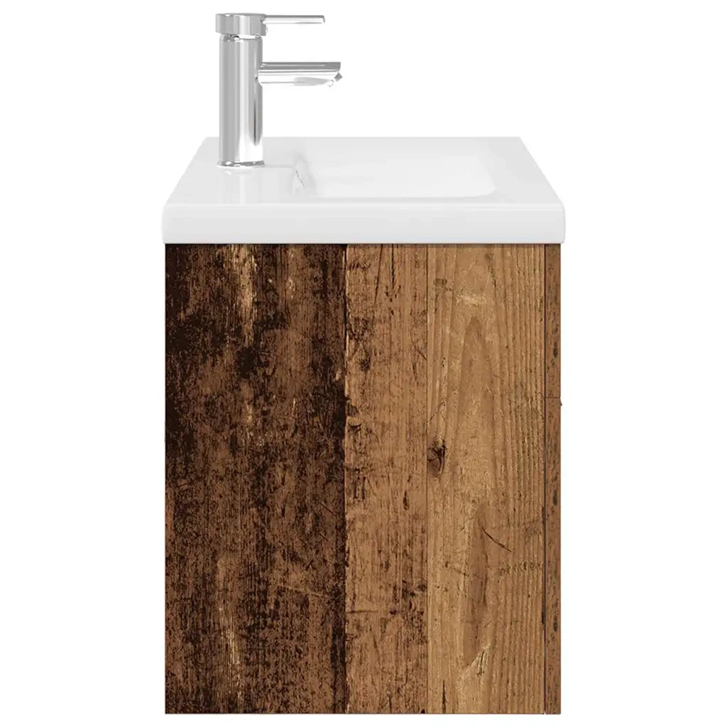 Mobile da Bagno con Lavabo Integrato e Rubinetto-Armadietto da bagno con Lavandino Legno Antico 926038