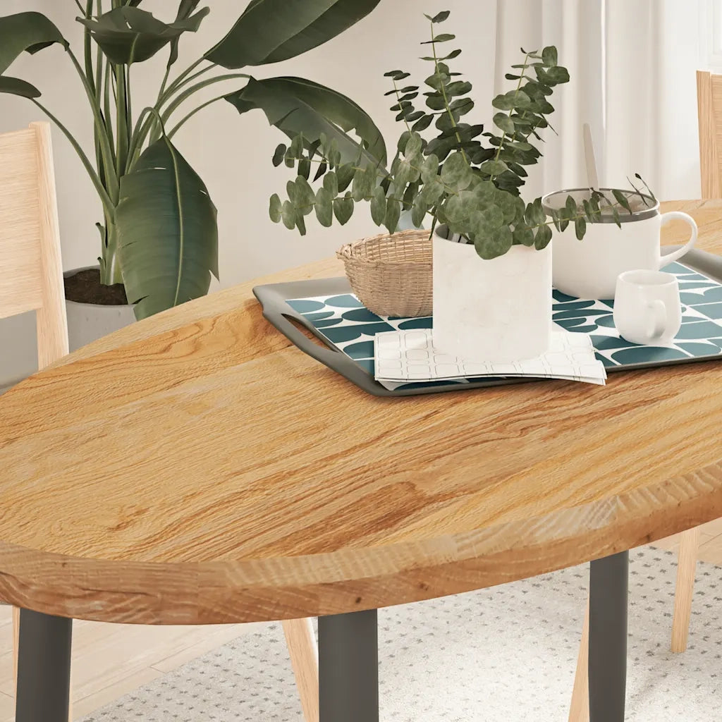 Piano Tavolo Marrone Chiaro 120x60x4cm in Rovere Massello Ovale 4009051