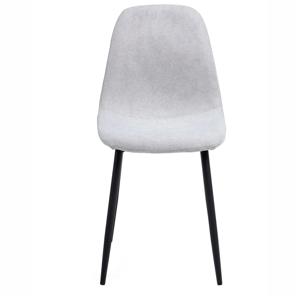 Set di 4 sedie da pranzo Grigio Poliestere Tappezzato Ferro Gambe Nere Sala da pranzo senza braccioli