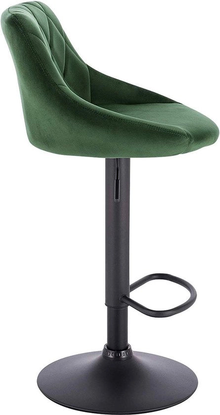 Bar con schienale ergonomico in velluto - Altezza seduta 60 - 82cm - Colorazione donkergroen - Set di 1 - Cucina e bar - Regolabile in altezza