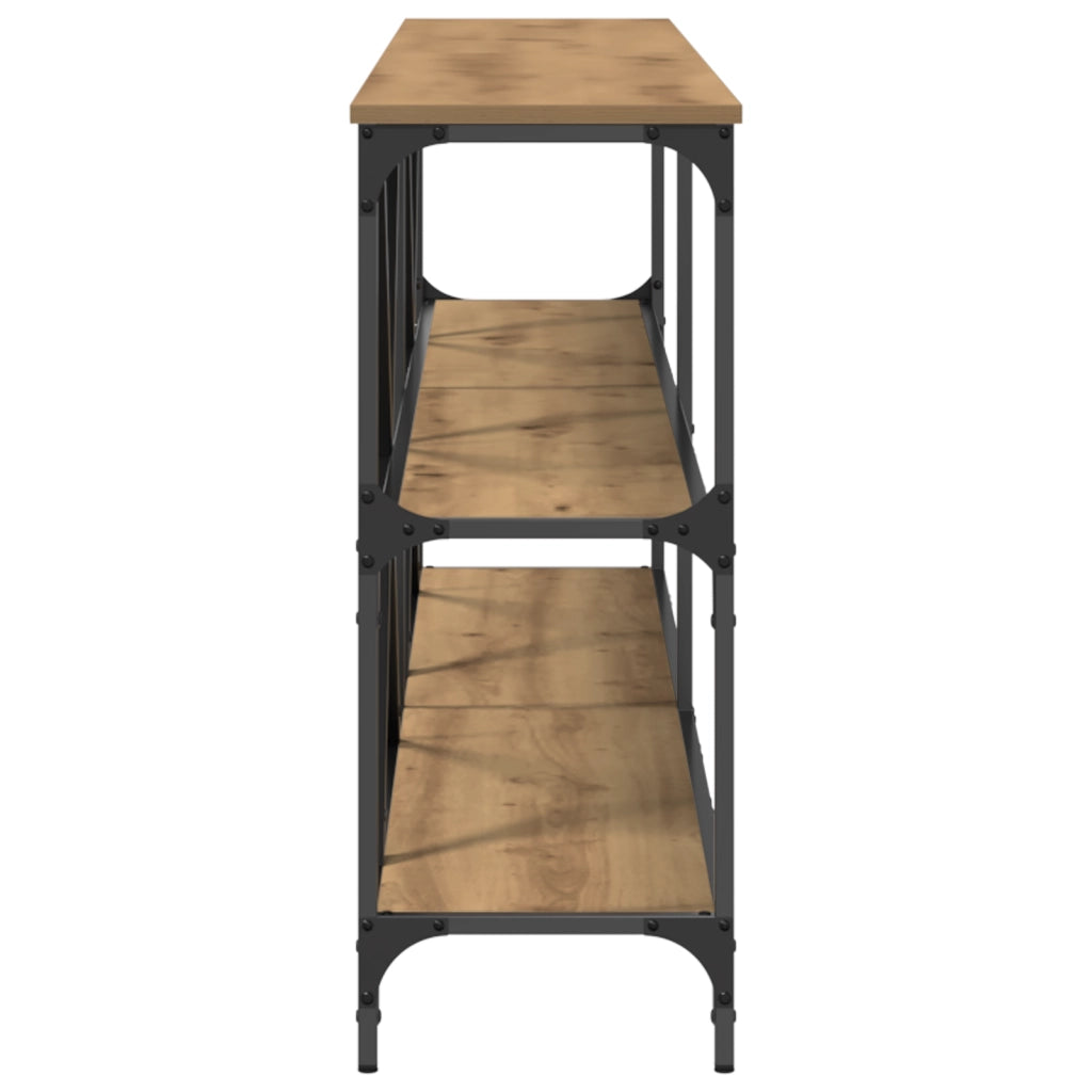Tavolo Consolle In Rovere Artigianale 200x30x75 cm Legno Ingegnerizzato e Acciaio