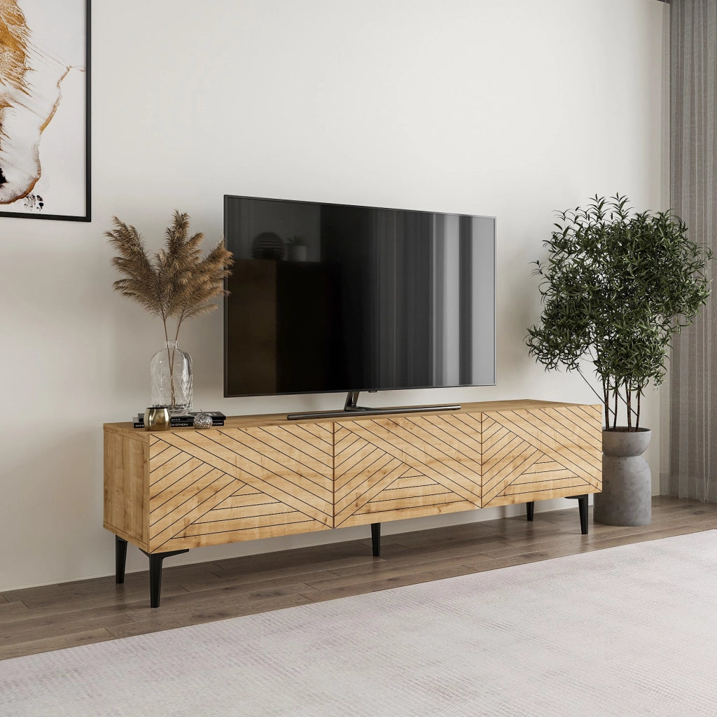 Mobile TV in legno "Felix" 160 x 31,4 x 44,1 cm - Rovere zaffiro