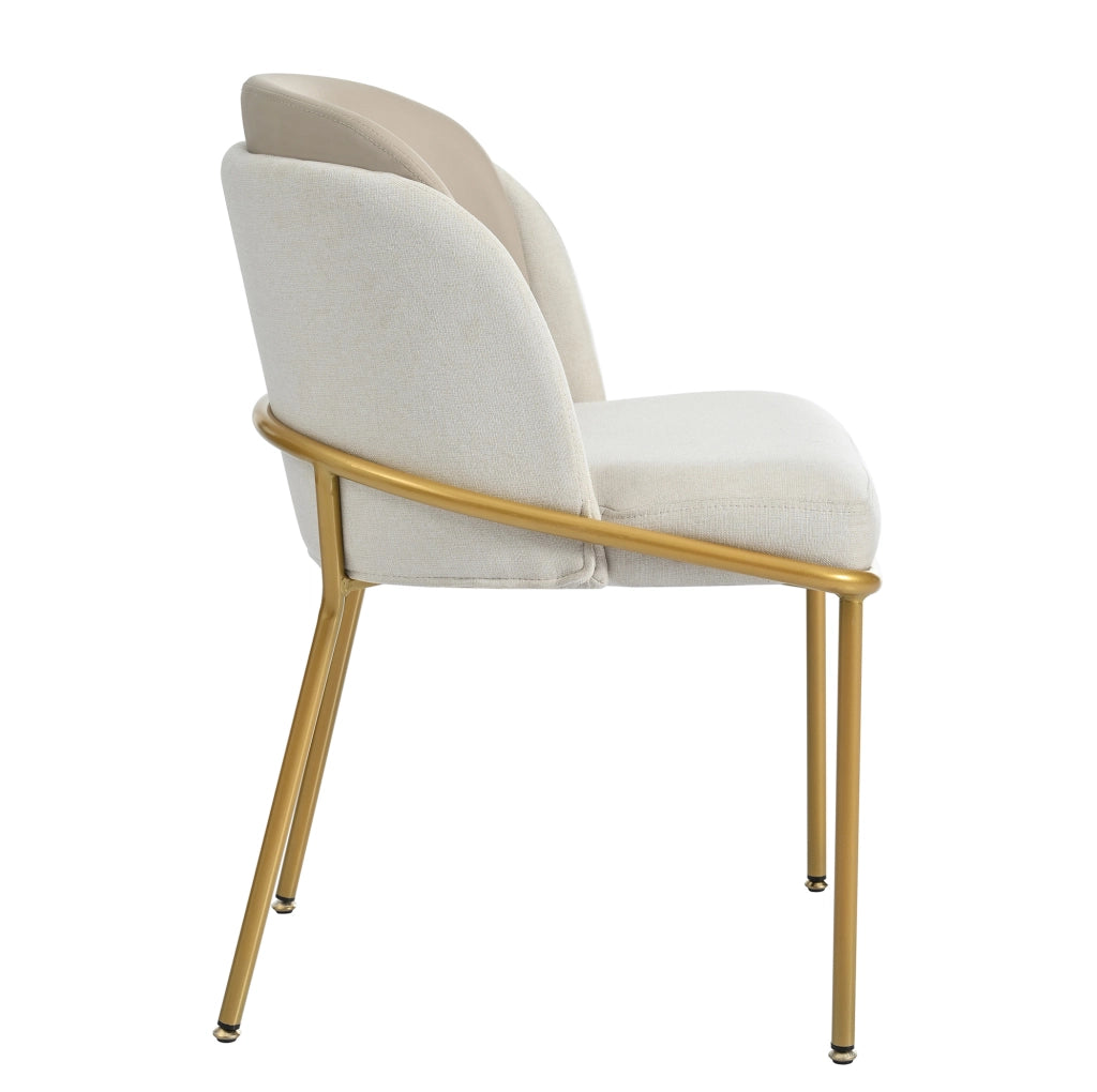 Sedia da pranzo con piedini regolabili; schienale ergonomico in metallo e legno beige