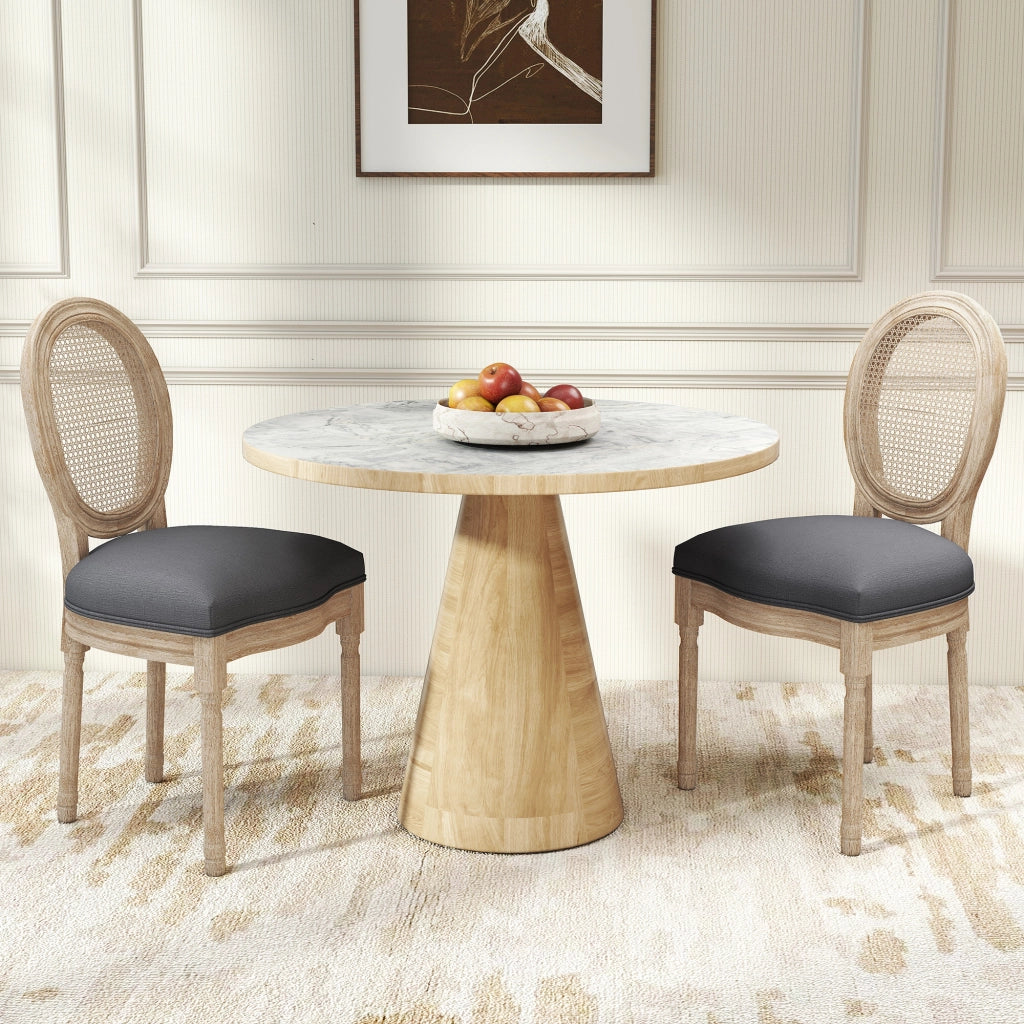 Sedie da pranzo ¨C Zephmum ¨C Set 2 pezzi, imbottite, velluto grigio, design retr¨°