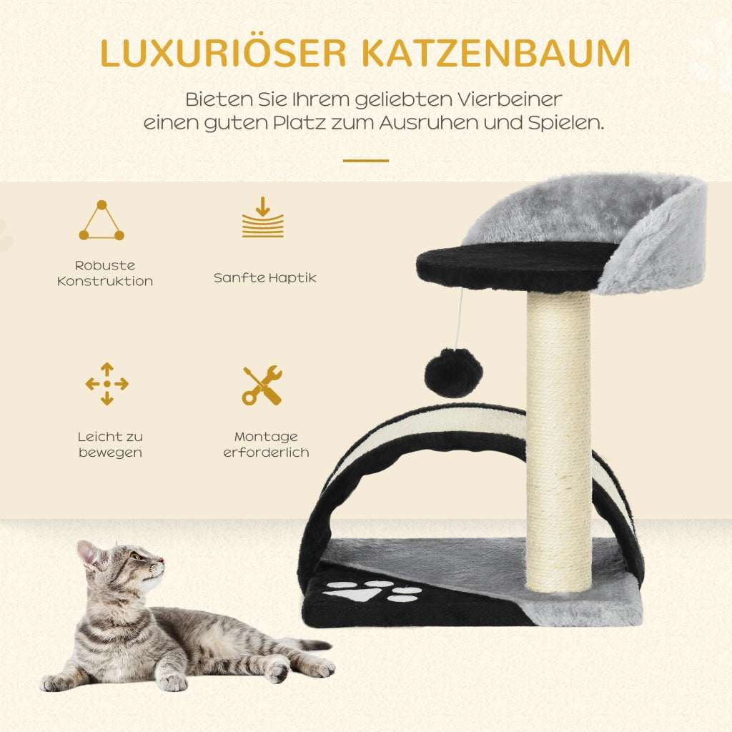 Albero tiragraffi per gatti con palla e piattaforma rialzata ¨C zephmum ¨C 46 cm nero