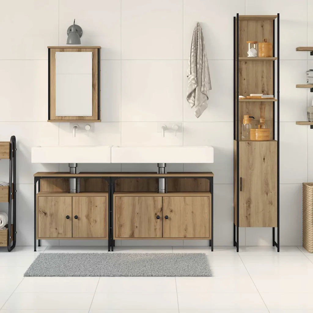 Set di mobili per il bagno con porta 4 pcs Rovere artigianale 3334420
